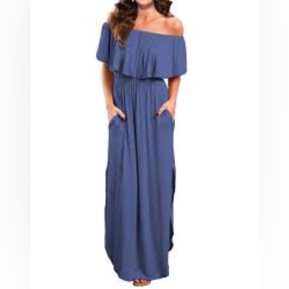 Verabendi Elegant Purple Off-Shoulder Maxi Dress